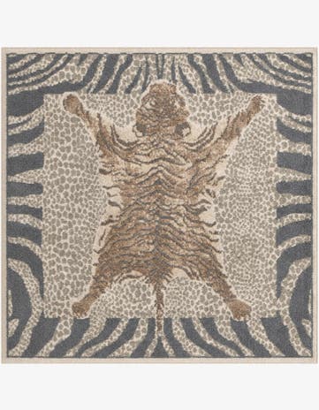 Denby · Animal print rug, gray and ivory