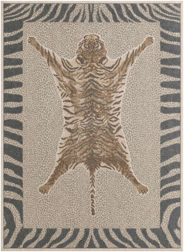 8' x 11' Denby · Animal print rug, gray and ivory