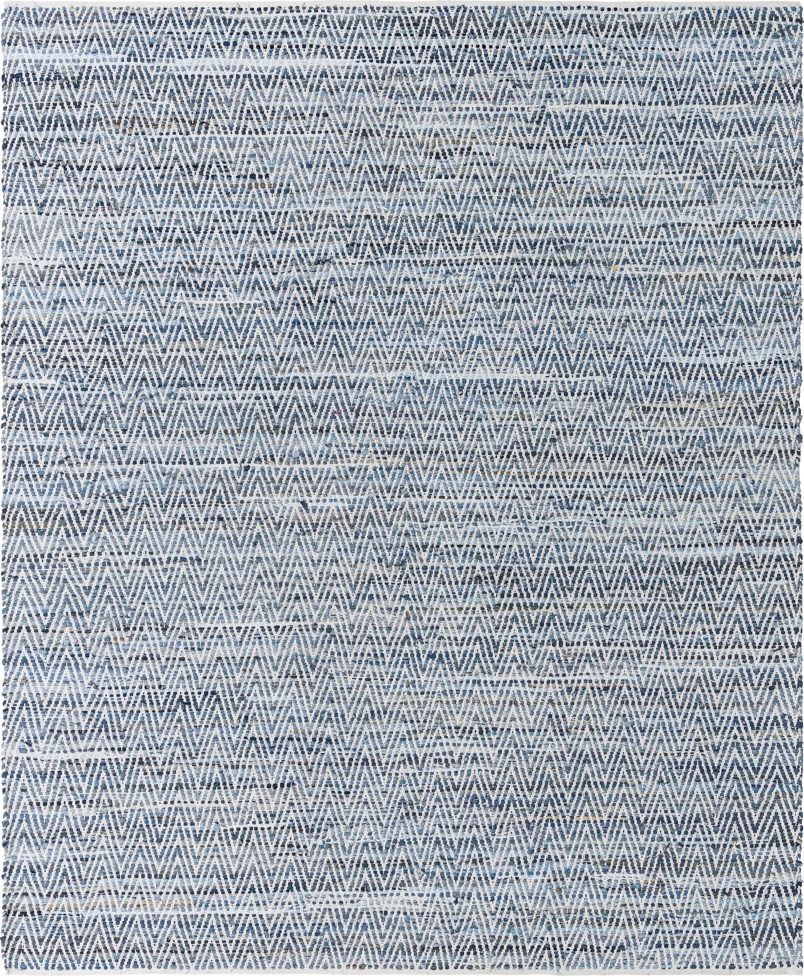 9' x 12' Hand Woven Chindi Chevron Rug