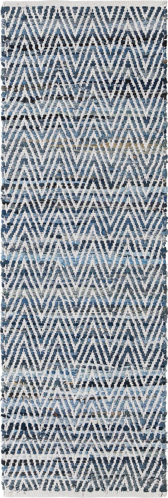 2' 2 x 6' 1 Hand Woven Chindi Chevron Runner Rug
