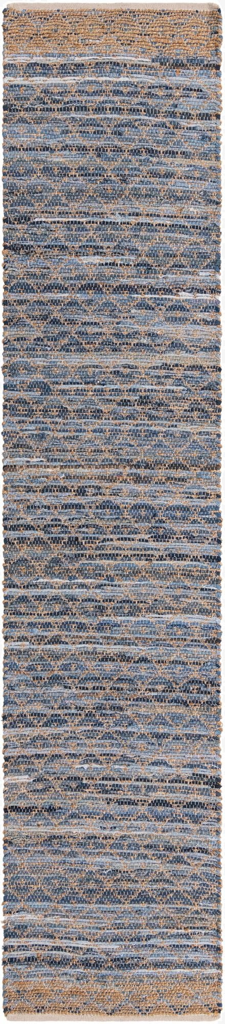 2' 7 x 13' 1  Hand Woven Chindi Trellis Runner Rug