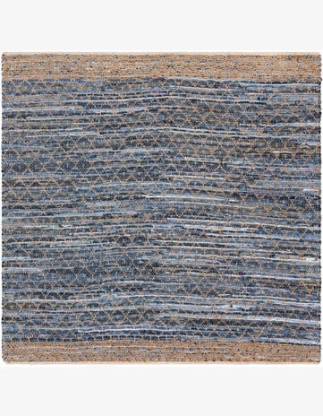Denim blue Hand Woven Chindi Trellis Square Rug
