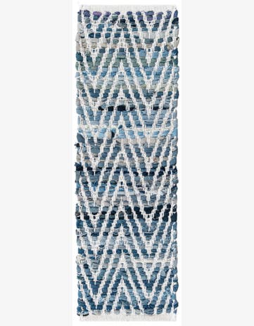 Denim blue Hand Woven Chindi Chevron Stair Rug