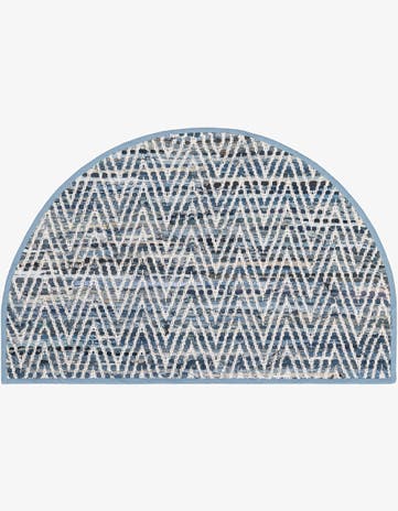 Denim Hand Woven Chindi Chevron Hearth Rug