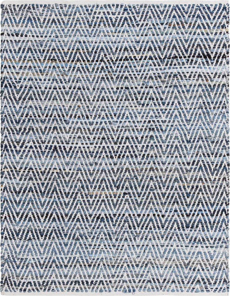 Detail image of 4' 1 x 6' 1 Hand Woven Chindi Chevron Rug