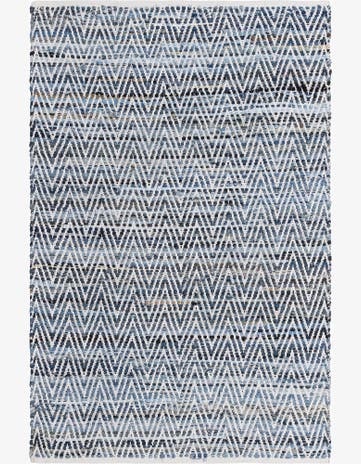 Denim Hand Woven Chindi Chevron Rug