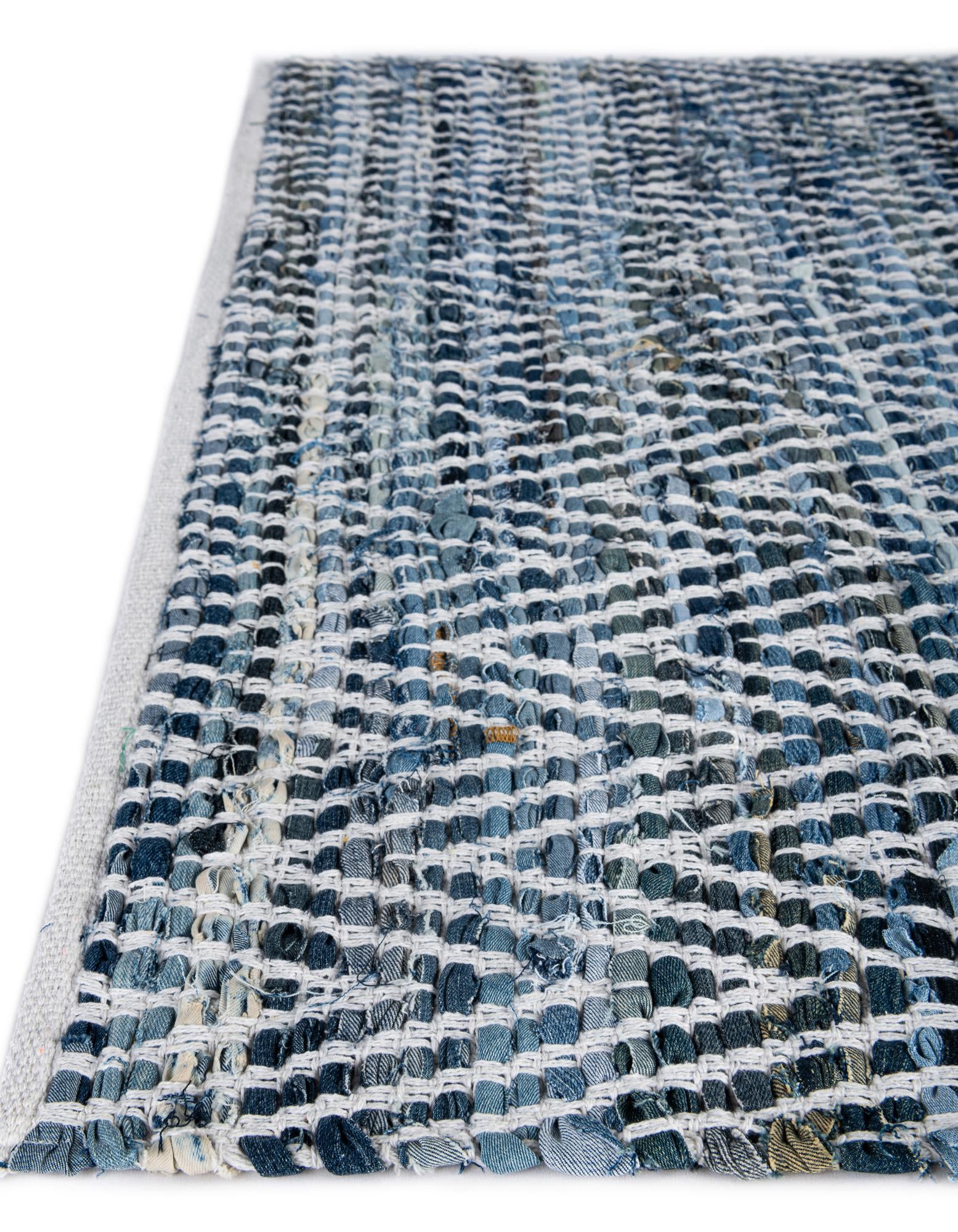 2' 7 x 10' Hand Woven Chindi Chevron Runner Rug
