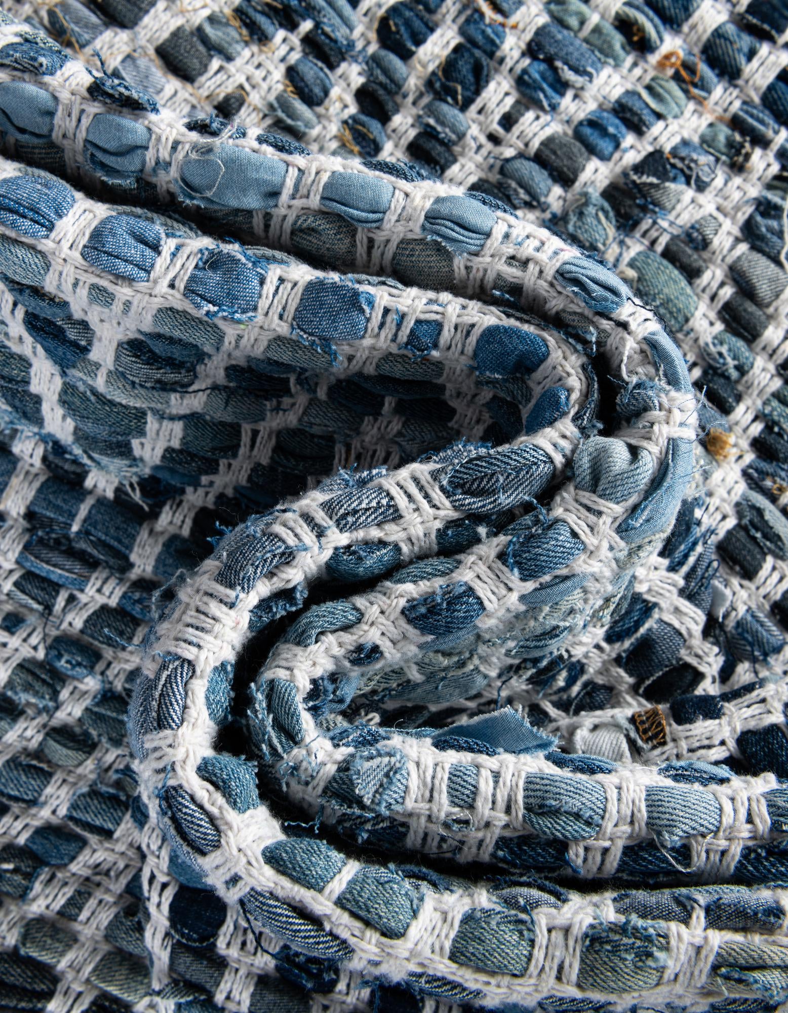 Denim 2' 2 x 6' 1 Hand Woven Chindi Chevron Runner Rug | Rugs.com