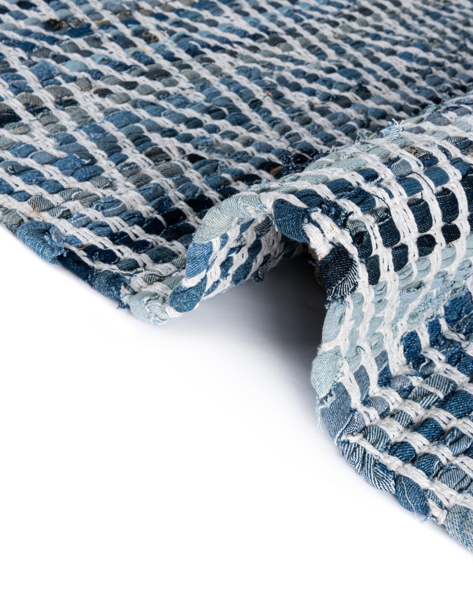 2' 7 x 10' Hand Woven Chindi Chevron Runner Rug