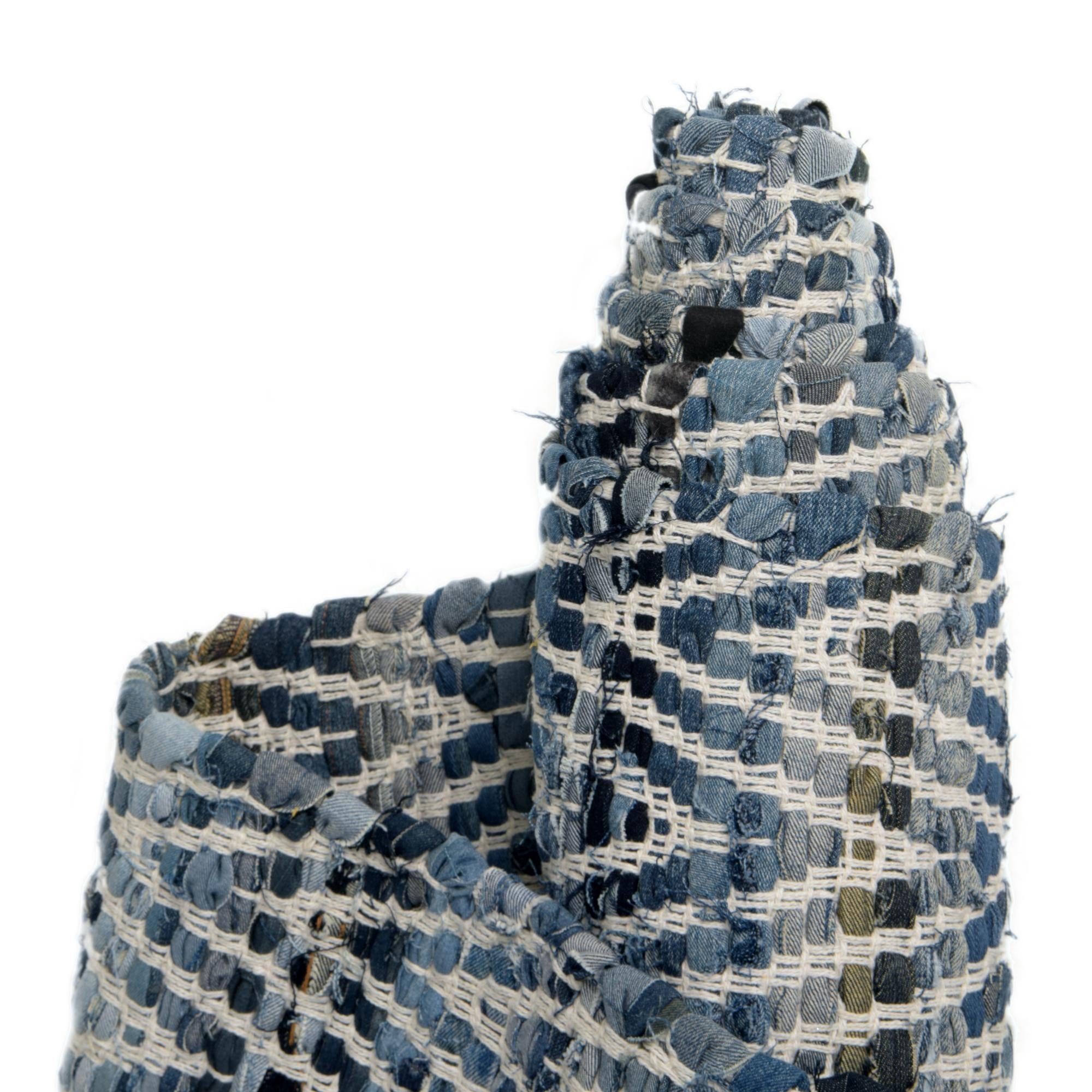 2' 7 x 10' Hand Woven Chindi Chevron Runner Rug