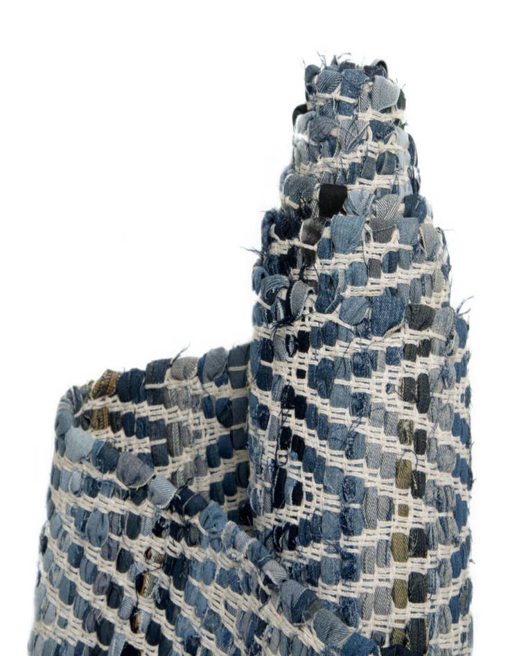 Detail image of 2' 7 x 10'  Hand Woven Chindi Chevron Runner Rug