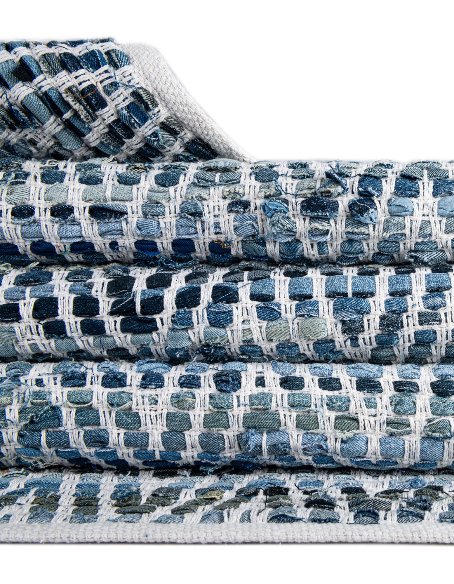 2' 7 x 10' Hand Woven Chindi Chevron Runner Rug