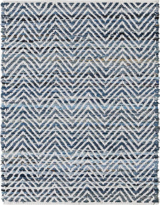 Detail image of 2' 2 x 6' 1 Hand Woven Chindi Chevron Runner Rug