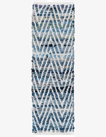 Denim Hand Woven Chindi Chevron Stair Rug