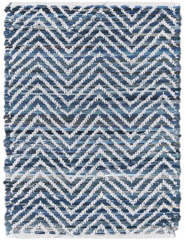 Detail image of 1' 2 x 4' 1 Hand Woven Chindi Chevron Table Runner Rug