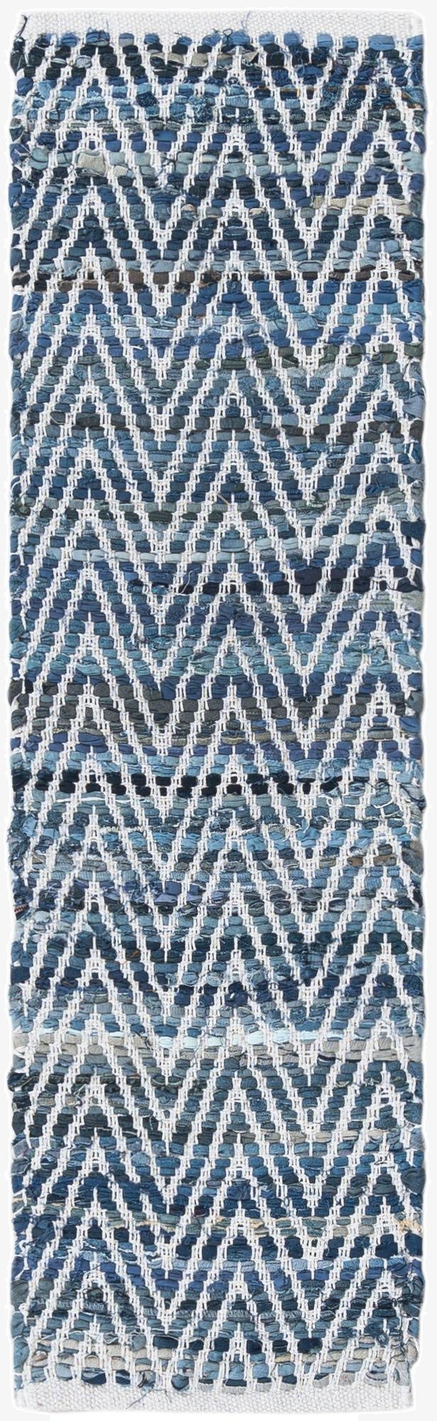 1' 2 x 4' 1  Hand Woven Chindi Chevron Table Runner Rug
