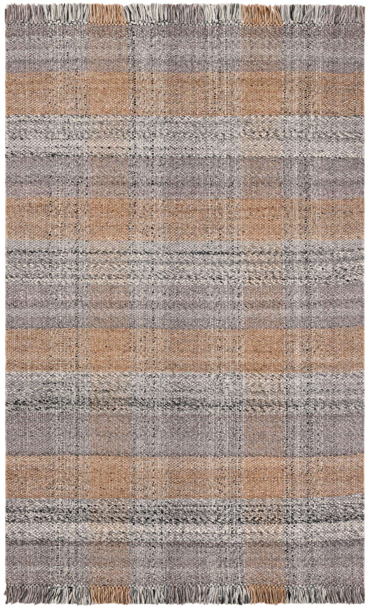 5' 1 x 8' Easy-Clean Eco Plaid Washable Indoor / Outdoor Rug