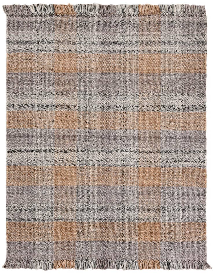 Detail image of 4' 1 x 6' 1 Easy-Clean Eco Plaid Washable Indoor / Outdoor Rug