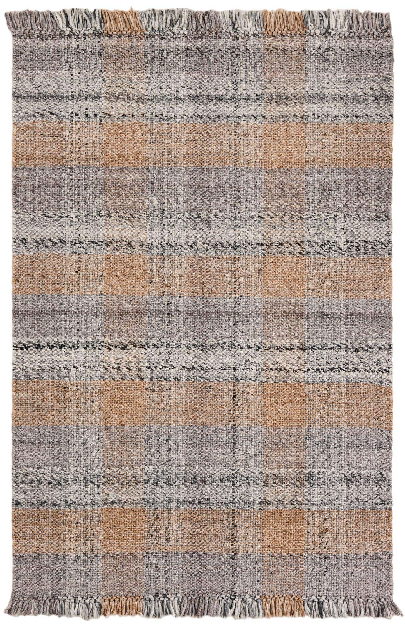 4' 1 x 6' 1 Easy-Clean Eco Plaid Washable Indoor / Outdoor Rug