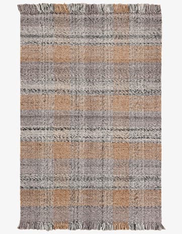 Desert Gray Easy-Clean Eco Plaid Washable Indoor / Outdoor Rug