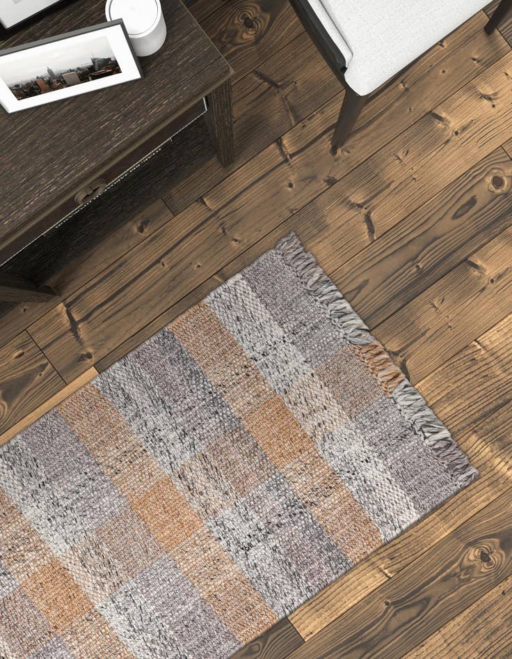 Detail image of 2' x 6' 1 Easy-Clean Eco Plaid Washable Indoor / Outdoor Runner Rug