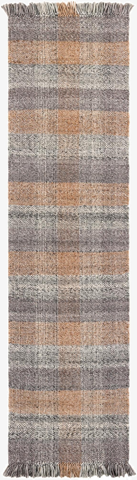 2' 7 x 10'  Hand Woven Eco Plaid   Washable Indoor / Outdoor Runner Rug