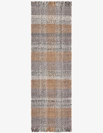 Desert Gray Easy-Clean Eco Plaid Washable Indoor / Outdoor Runner Rug