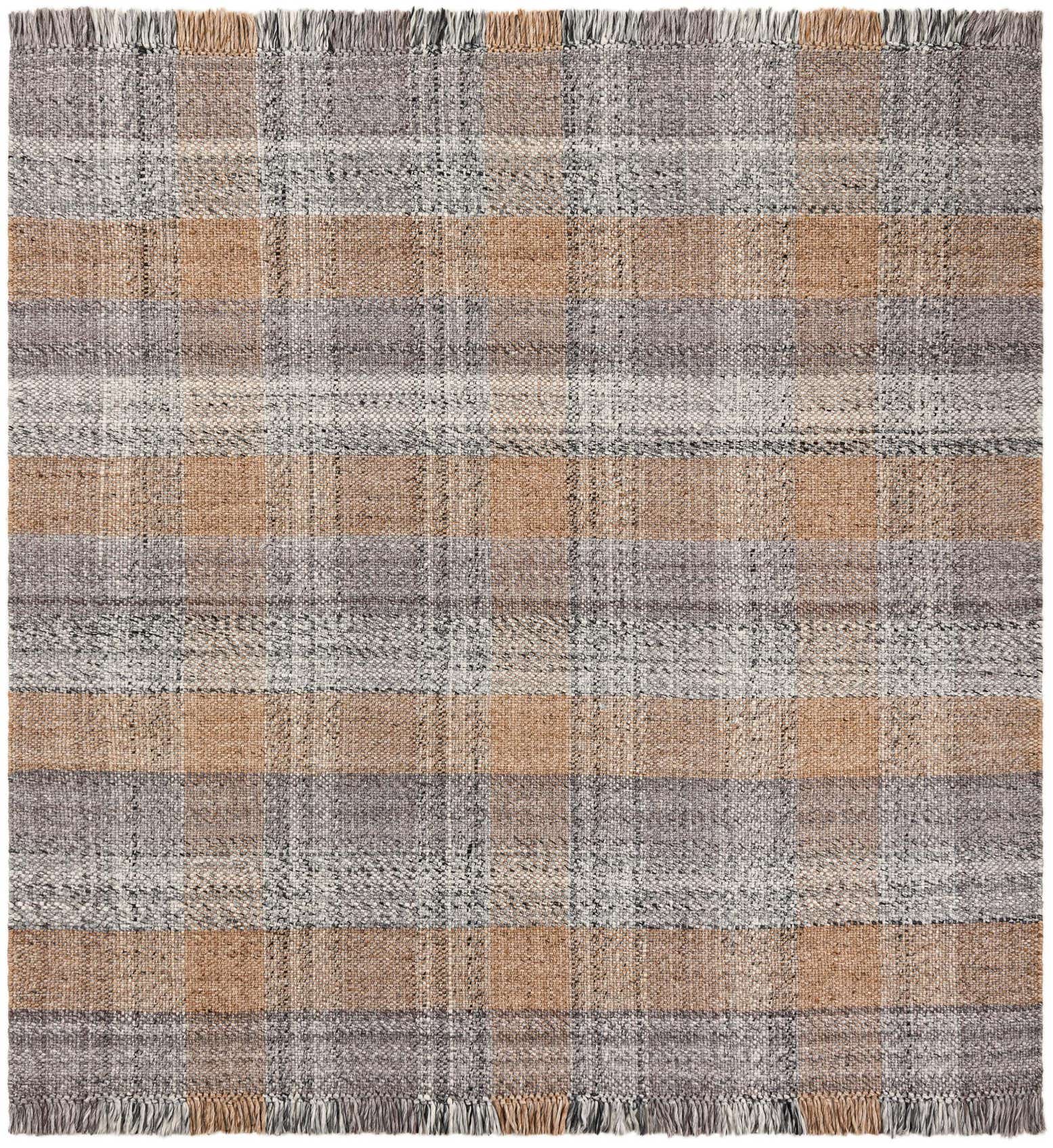 7' 10 x 7' 10 Easy-Clean Eco Plaid Washable Indoor / Outdoor Square Rug