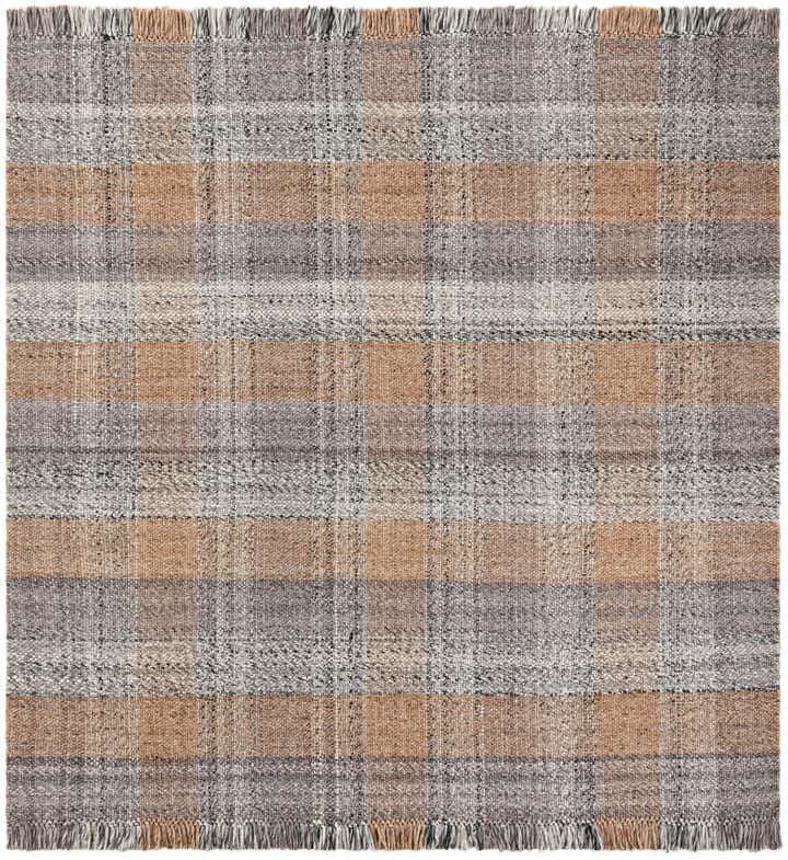 7' 10 x 7' 10 Easy-Clean Eco Plaid Washable Indoor / Outdoor Square Rug