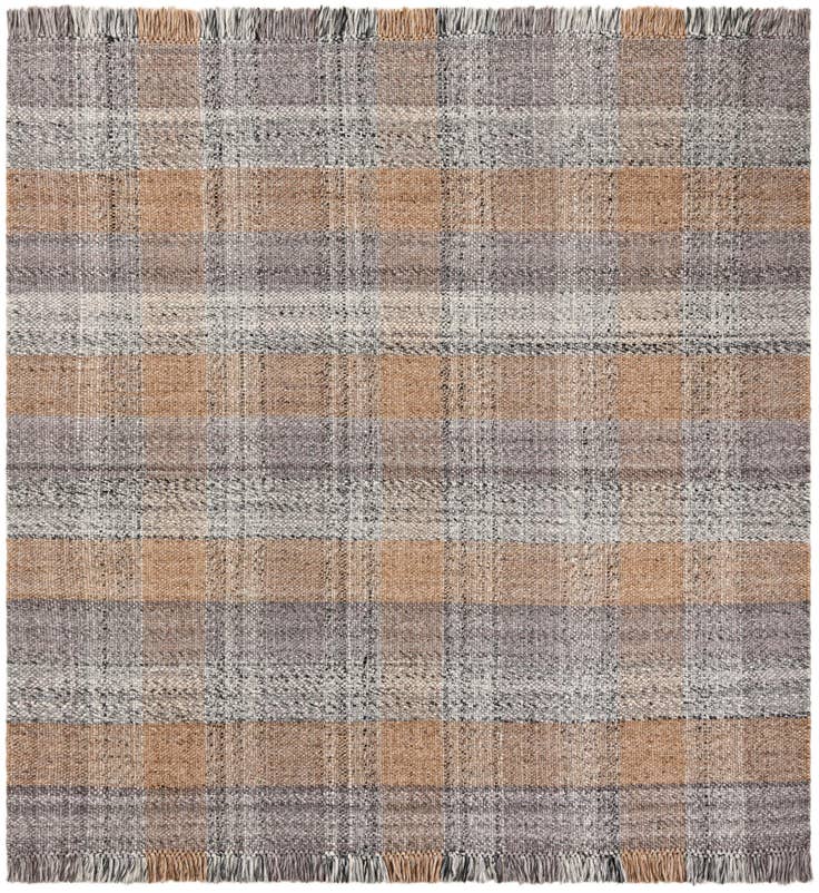 Detail image of 7' 10 x 7' 10 Easy-Clean Eco Plaid Washable Indoor / Outdoor Square Rug