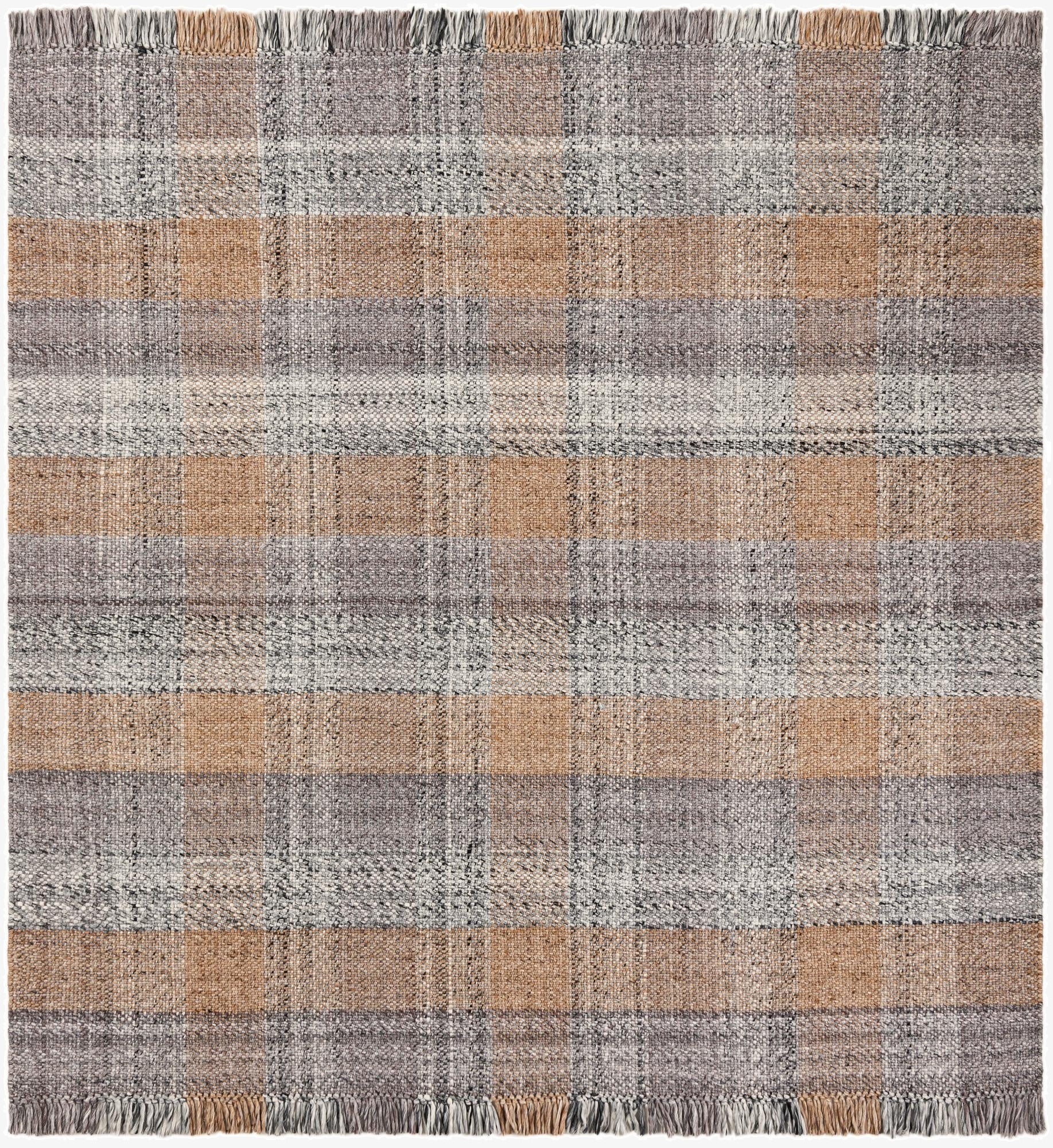 7' 10 x 7' 10  Hand Woven Eco Plaid   Washable Indoor / Outdoor Square Rug