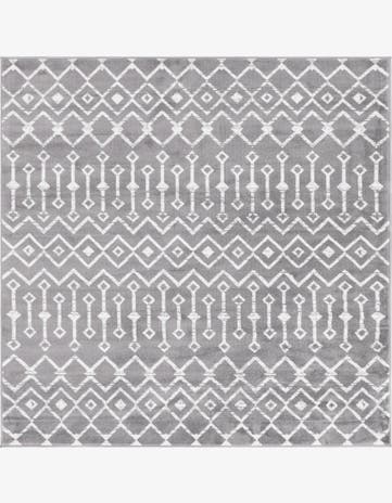 6' x 6' Dudley · Geometric lattice rug, gray and ivory