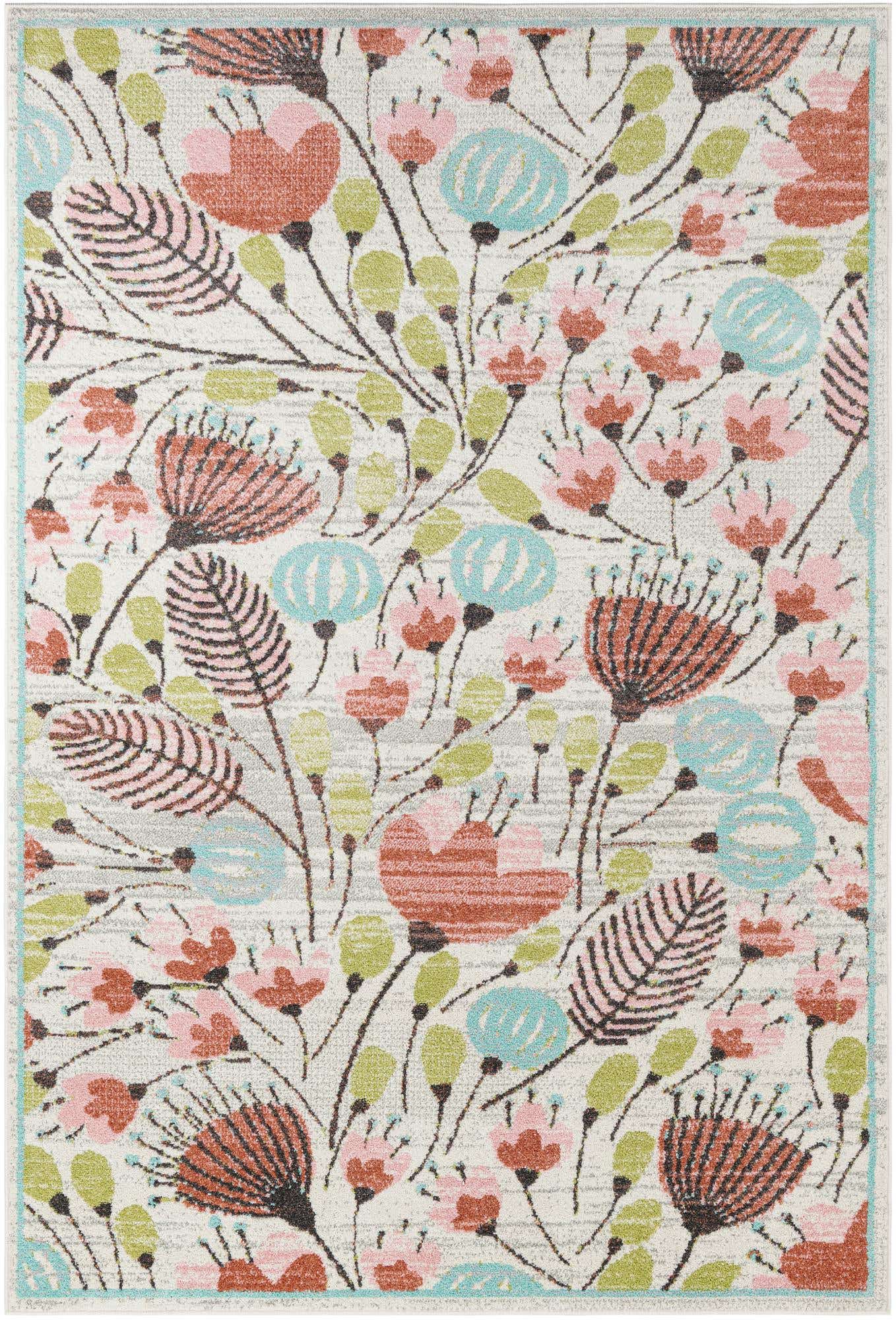 6' 1 x 9' Duluth · Border rug, ivory