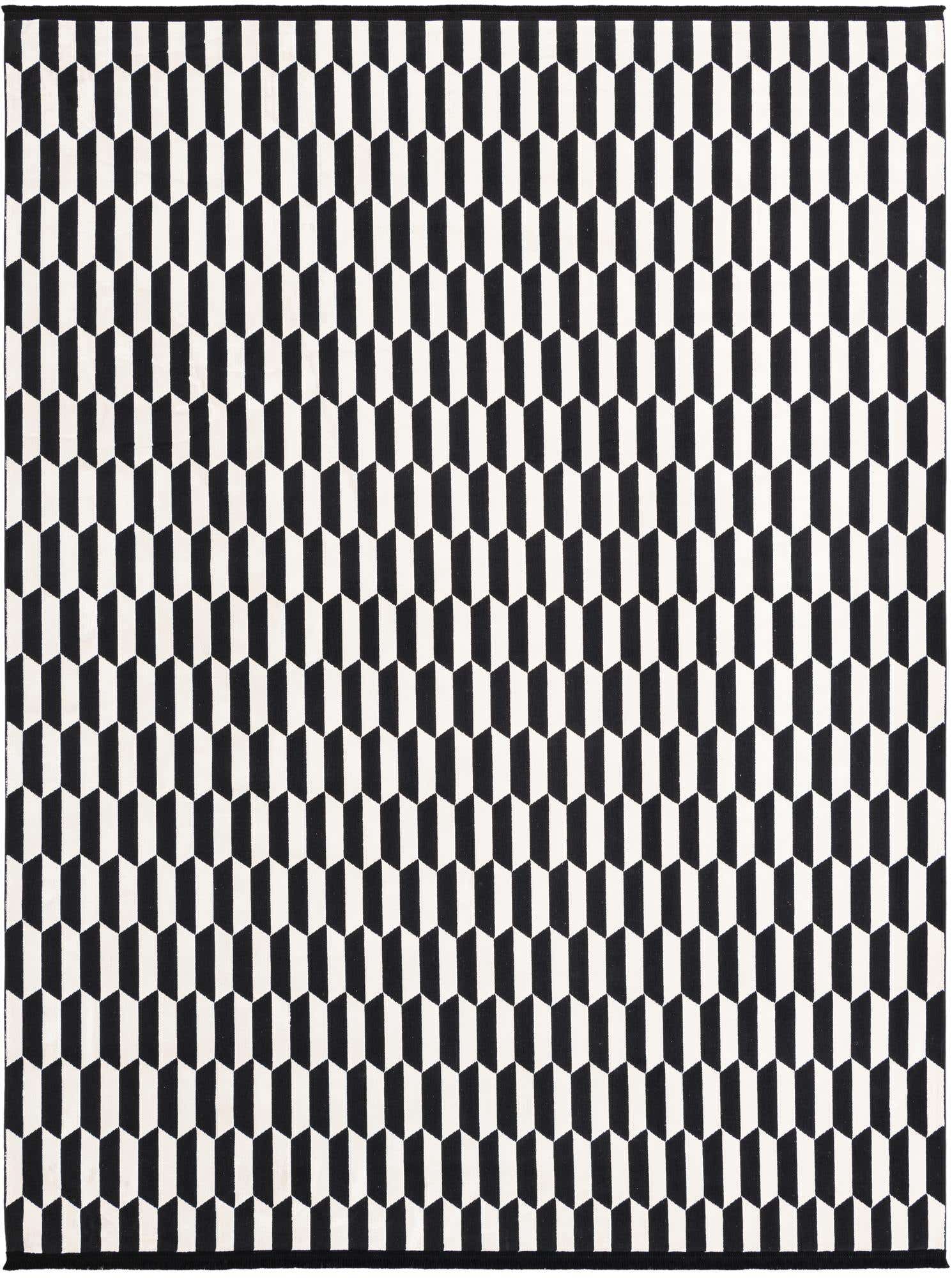 7' 10 x 10' Dunning · Geometric chevron rug, black and white