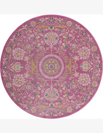 Dusty Pink Blossom Round Rug