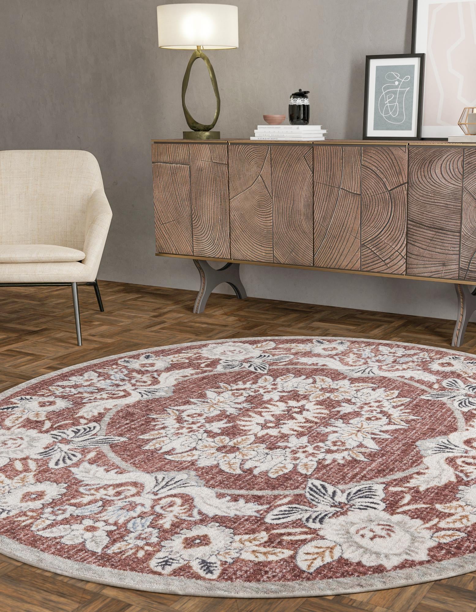 3' 3 x 3' 3 Eco Traditional Round Rug