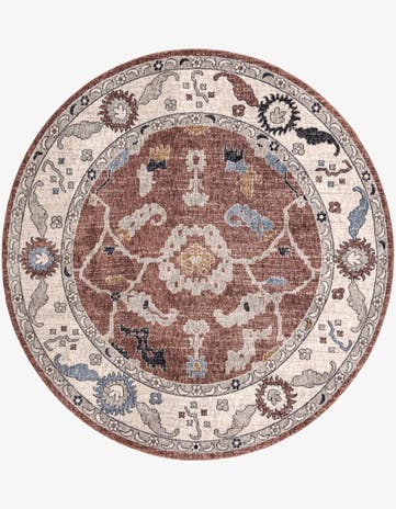 Dusty Rose Eco Traditional Round Rug
