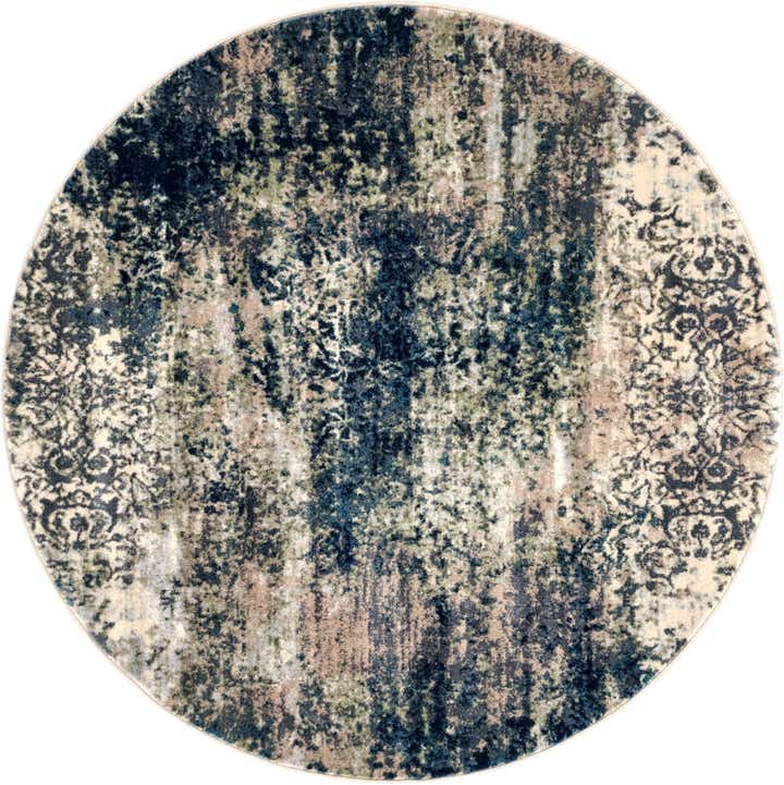 5' x 5' Edmund · Abstract rug, navy and beige