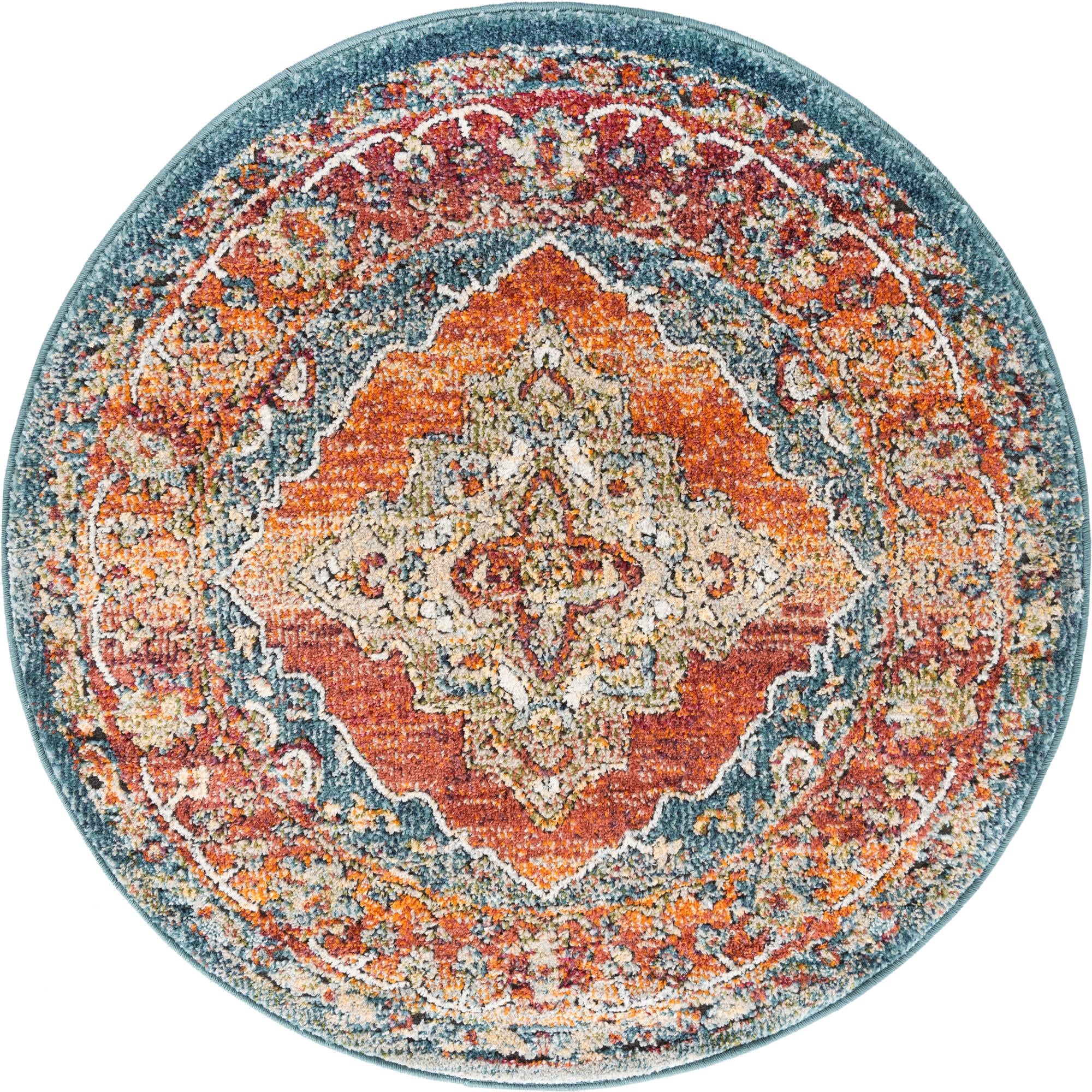Elsa · Medallion rug, rust and blue