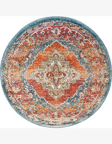 Elsa · Medallion rug, rust and blue