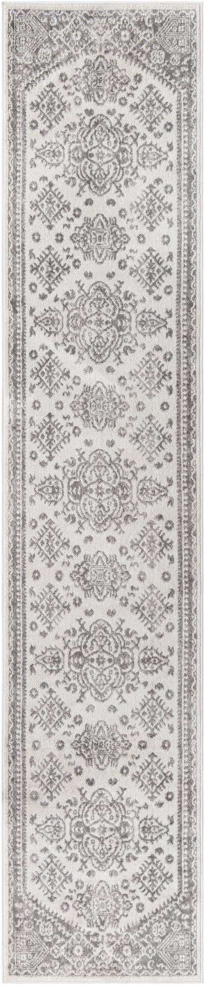2' 7 x 13' Elsie · Faded medallion rug, cream and ivory