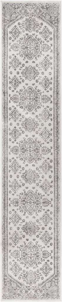 2' 7 x 13' Elsie · Faded medallion rug, cream and ivory