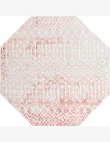 7' x 7' Eugene · Geometric trellis rug, rose and ivory