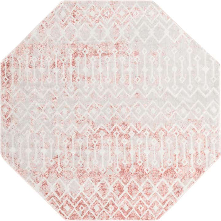 7' x 7' Eugene · Geometric trellis rug, rose and ivory