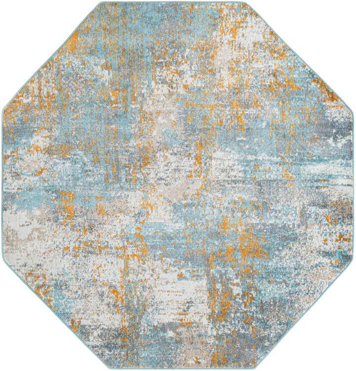 6' x 6' Fairhope · Abstract rug, blue and orange