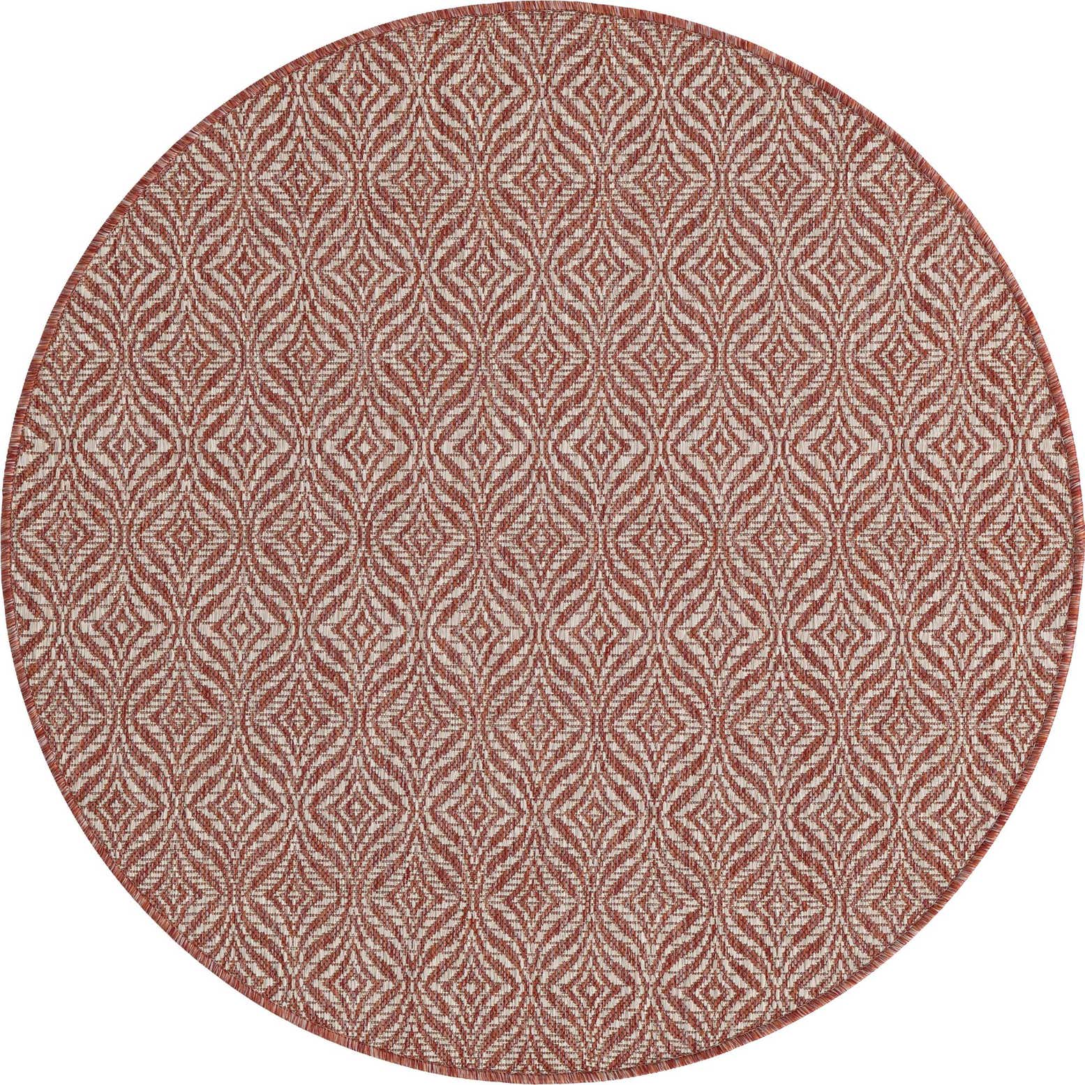 4' x 4' Fairley · Geometric Outdoor Rug, rust red