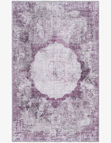 2' x 3' Fallowfield · Distressed medallion Washable Rug, pink and ivory