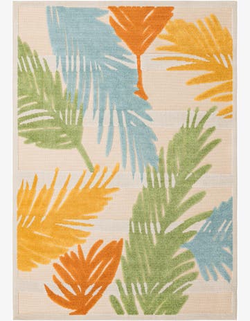 Fargo · Tropical leaf Outdoor Rug, multicolour on beige