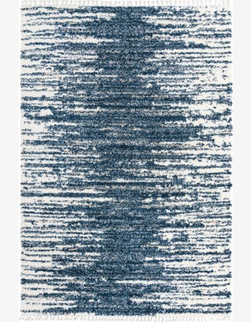 10' x 14' Felton · Abstract striped Shag Rug, blue and ivory