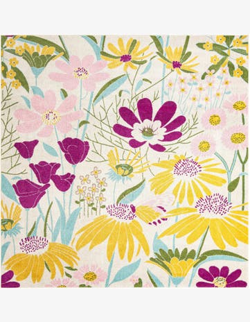 10' x 10' Fennel · Floral / botanical rug, white
